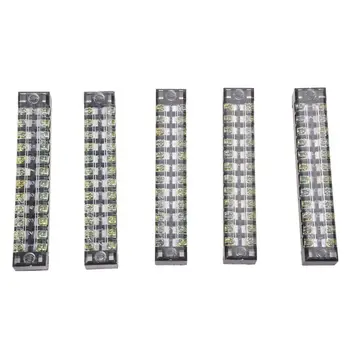 

5 Pcs 600V 15A 12 Positions 12P Dual Rows Covered Barrier Screw Terminal Block