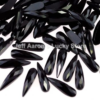 

100PCS flat back black 3d nail art decorations rhinestone glitter nails accessoires nail supplies tools drop shape