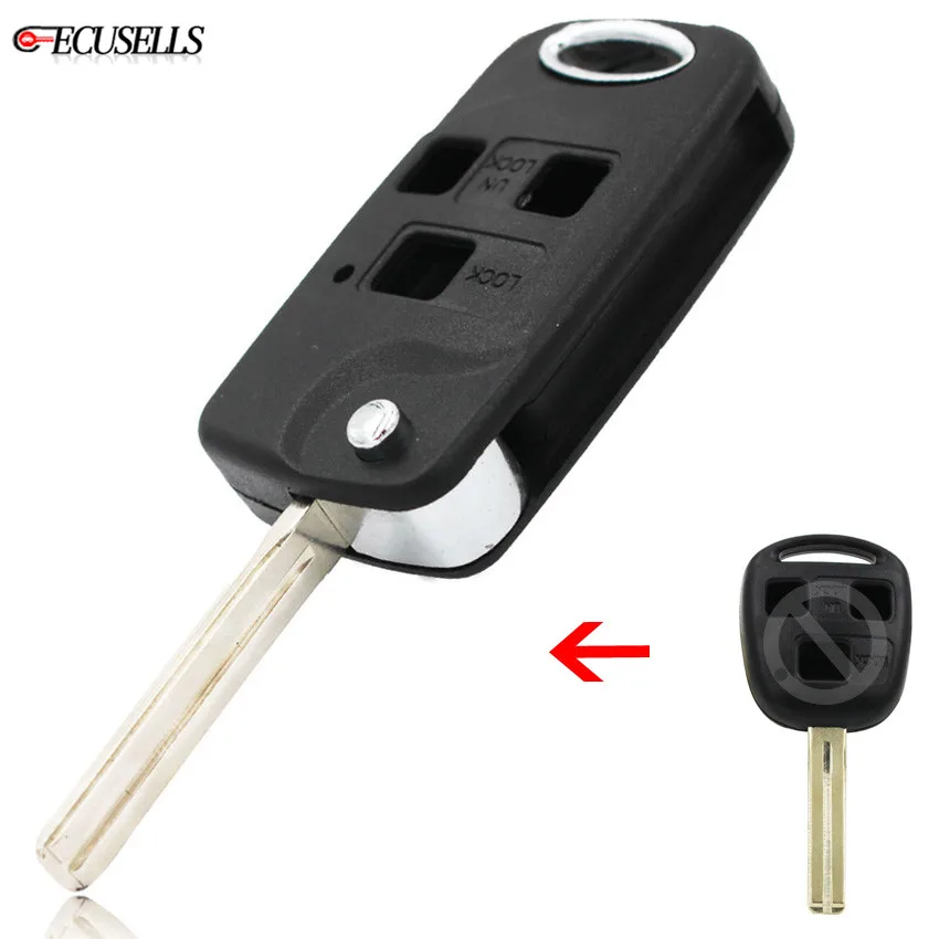 

3 Button Folding Flip Remote Key Shell Case Uncut Blade For Lexus ES300 ES330 IS300 GS300 GS430 GX470 LS400 LS430 RX300 SC430