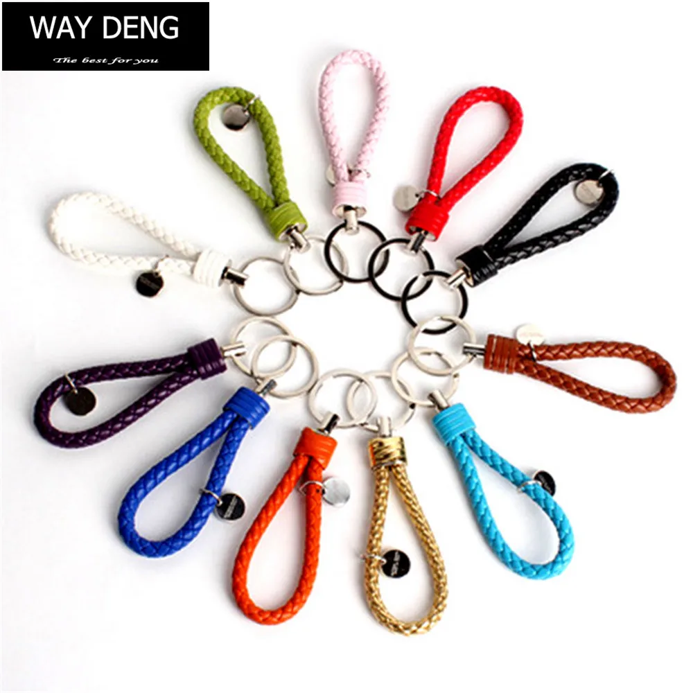 

Way Deng - Women Men Multi-colors Braided Leather Rope Key Chain Key Ring Silver Plated Keyring Keychain Jewelry Gift - YKC005