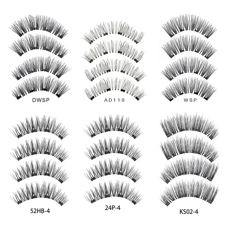 

3D Magnetic False Eyelashes Glue Free Four Magnets False Eyelashes Natural Eyelashes Makeup Beauty Tools