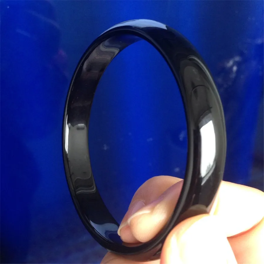 

Natural Crystal Bangle Inner Diameter New Arrival Genuine Natural Stone Round Charm Fashion Jewelry Black Bangles For Women