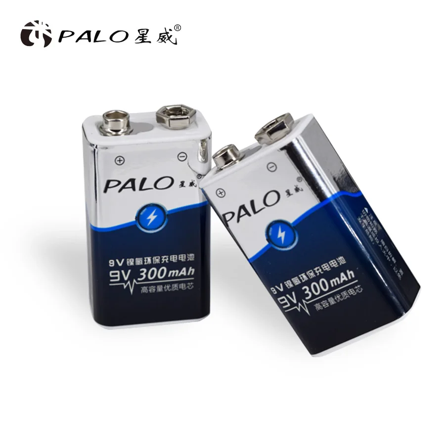 PALO 2 шт 300mAh Ni-MH 9V аккумуляторная батарея+ универсальное 9V AAA AA зарядное устройство для 1,2 V Ni-MH Ni-CD AA AAA 9V батареи