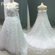 Real Picture Sweetheart Off the Shoulder Flowers Decorated A-Line Wedding Dresses Dubai with Cape Long Wedding Gown Bridal FW22
