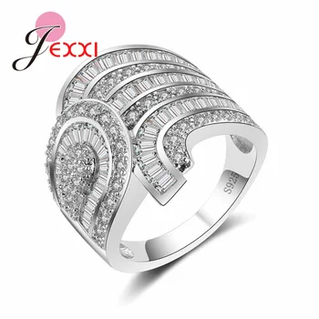 

Big Size Wedding Rings For Women Men 3A Cubic Zirconia 925 Sterling Silver Jewelry Female Austrian Crystal Bague Wholesale