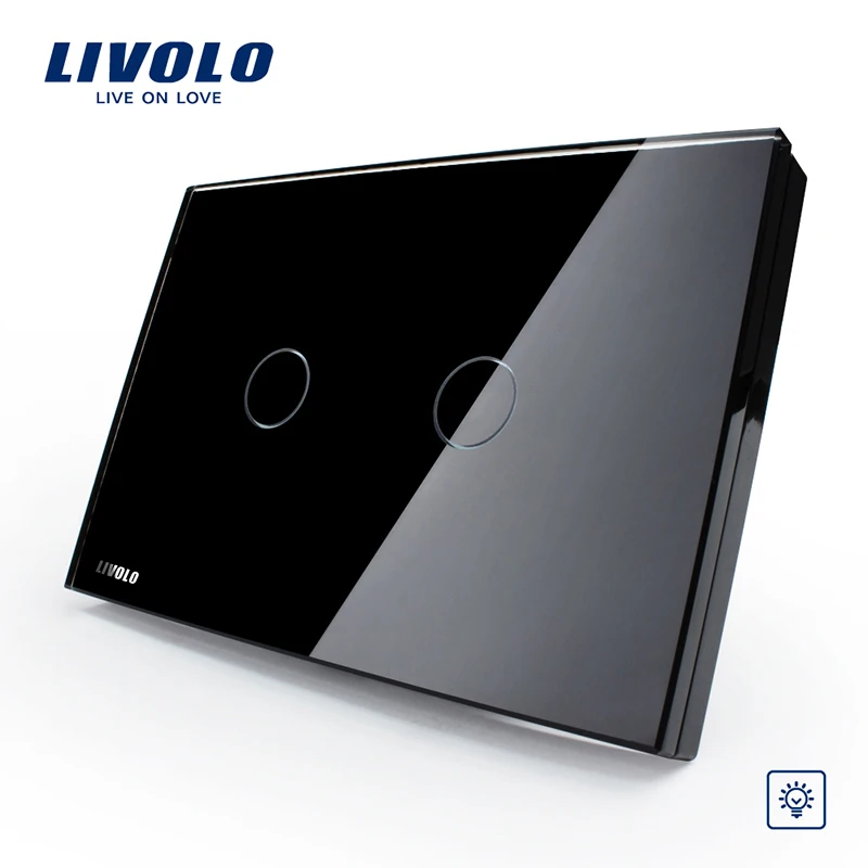 Сенсорный выключатель Livolo VL C302D 82 с украшением в виде кристаллов Стекло Панель