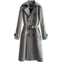 Мужские тренчи, мужские клетчатые длинные пальто, Мужская двубортная одежда, приталенное пальто с длинным рукавом, весенне-осенняя модная британская одежда kh