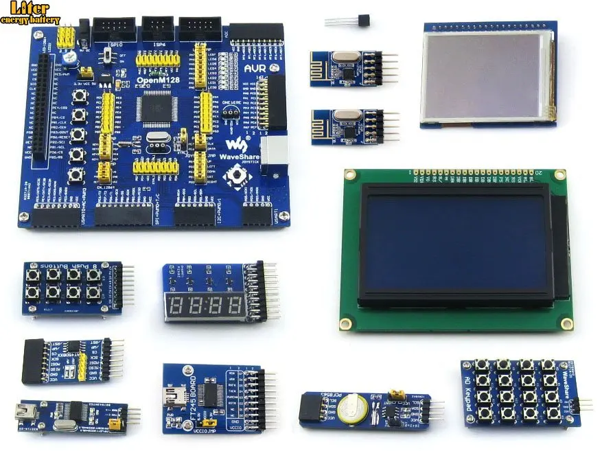 AVR макетная плата ATmega128A-AU 8-битная RISC ATmega128 + 11 комплектов аксессуаров = OpenM128