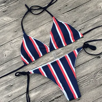 

New backless stripes high elasticity bikini sale Explosive sexy tight bikini women