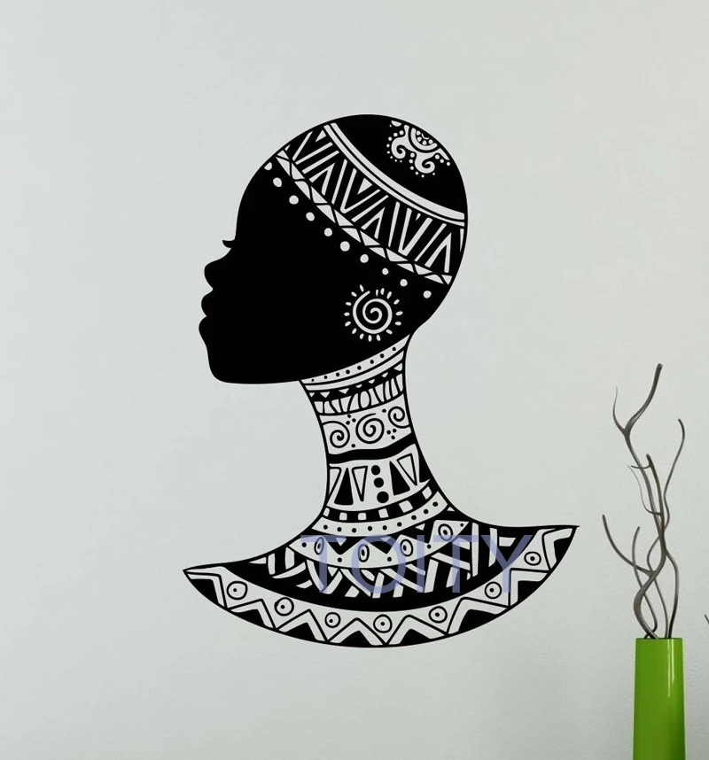 Us 15 74 25 Off African Folk Hairstyle Wall Decal Patterns Girl Woman Vinyl Sticker Home Decor Ideas Room Interior Bedroom Wall Art Mural In Wall