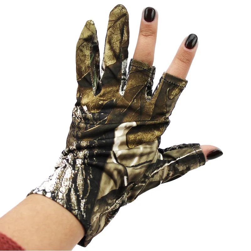 Professional Fishing Gloves Outdoor Sports Camo 3 Fingers Cut Men