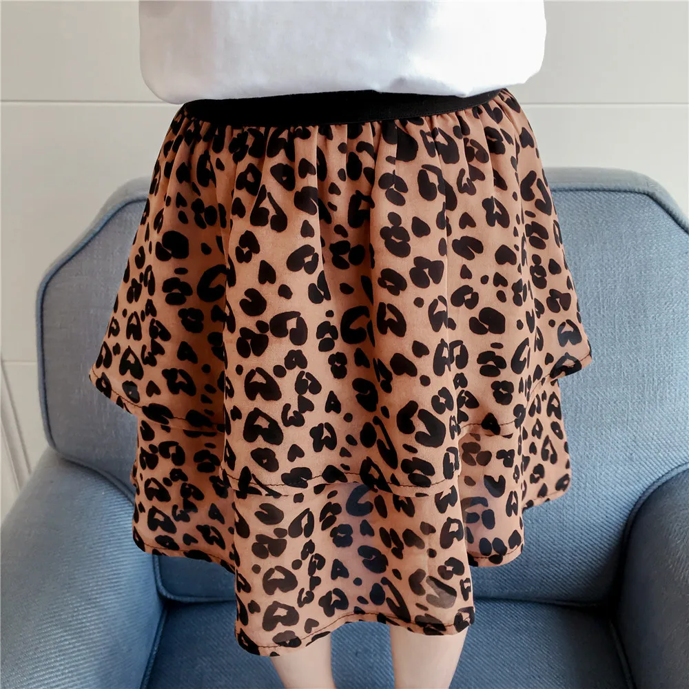 Fashion Children Clothing Set For Girls Clothes 2019 Summer Letter Tshirts Tops Leopard Chiffon Skirt 2Pcs Casual Kids Suit 3-9Y (4)