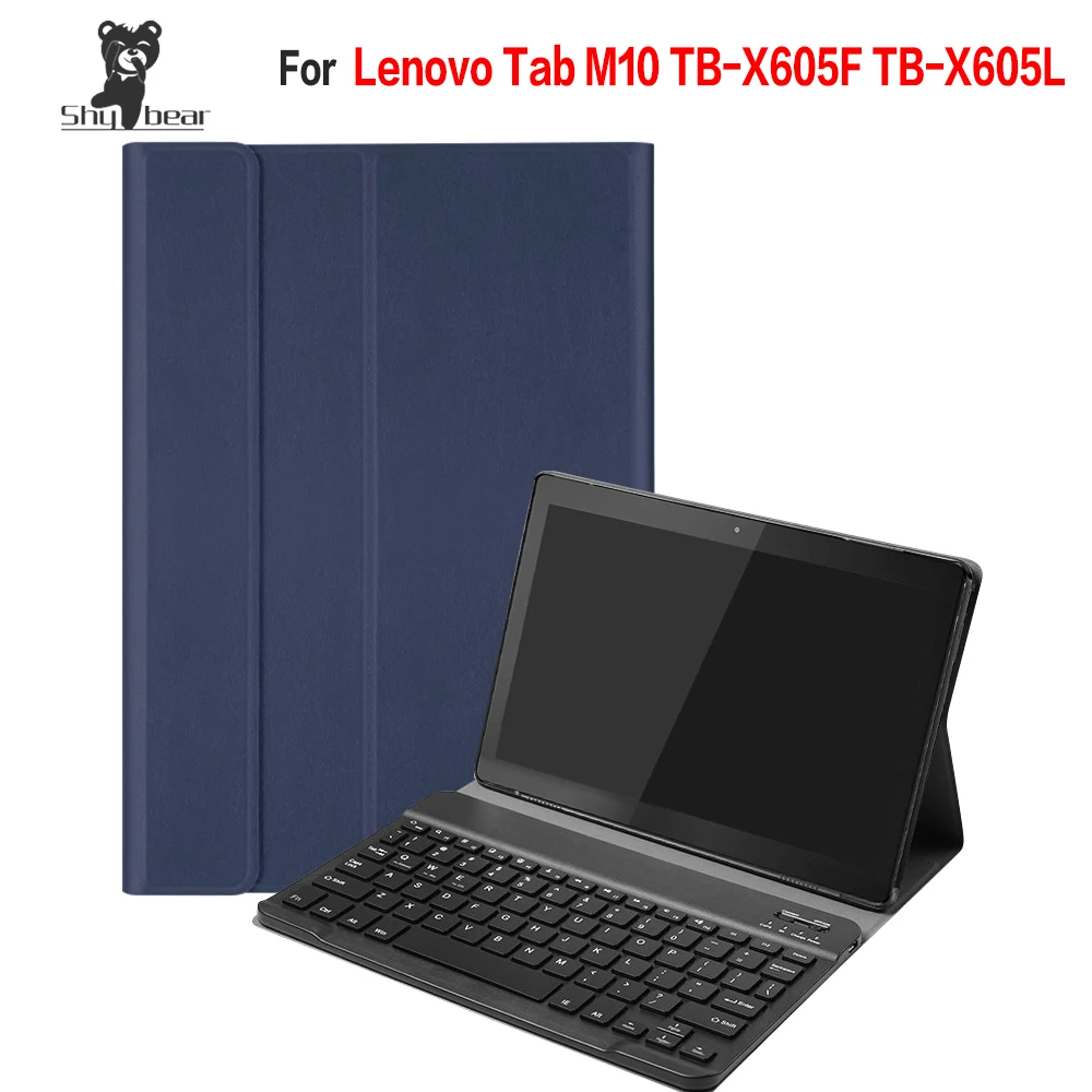

PU Leather Case for LENOVO M10 TB-X605F TB-X605L Removable Bluetooth Keyboard Cover Case