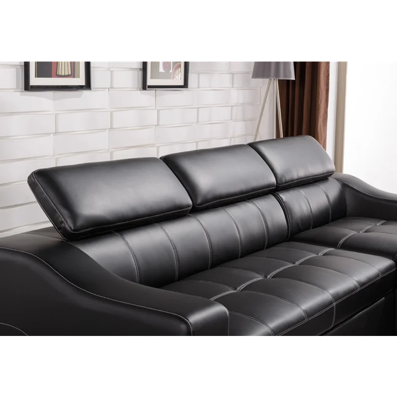 

2019 Italian black recliner living room sofa set