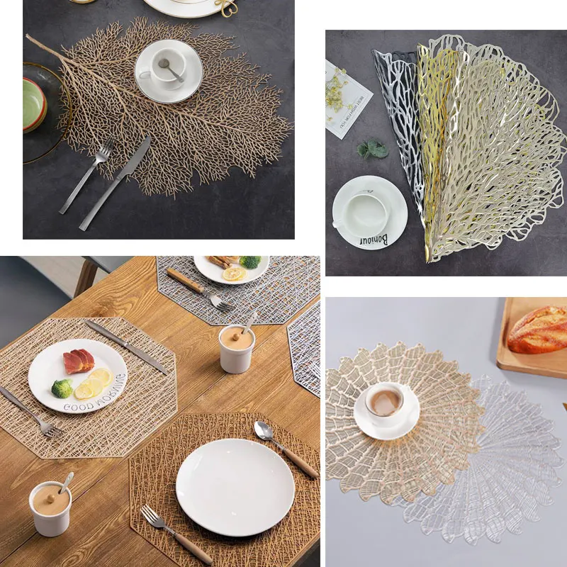

A variety of styles Eco-friendly Placemats Kitchen PVC Table Mat Drink Coasters Coffee Cup Pad Hotel Restauran party Home Decor