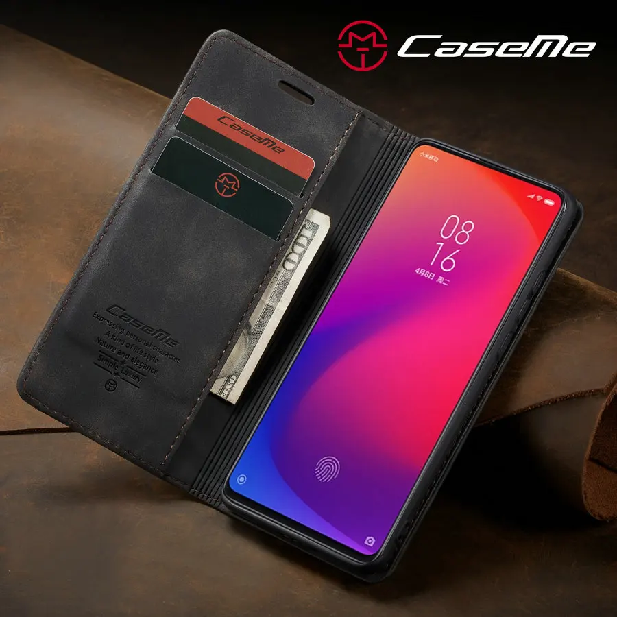 CaseMe чехол для Xiaomi Redmi mi 9T роскошный бизнес-султра Тонкий ретро кожаный бумажник-книжка чехол для Красный mi K20 K20Pro флип-чехол для карт