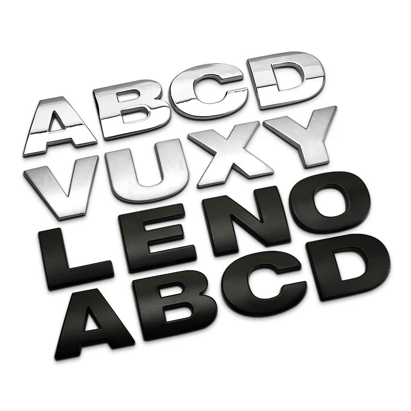 

Car Styling Chrome Metal DIY 3D Letters Digital Alphabet Emblem Decoration Car Stickers Logo Automobiles Car Sticker Accessories