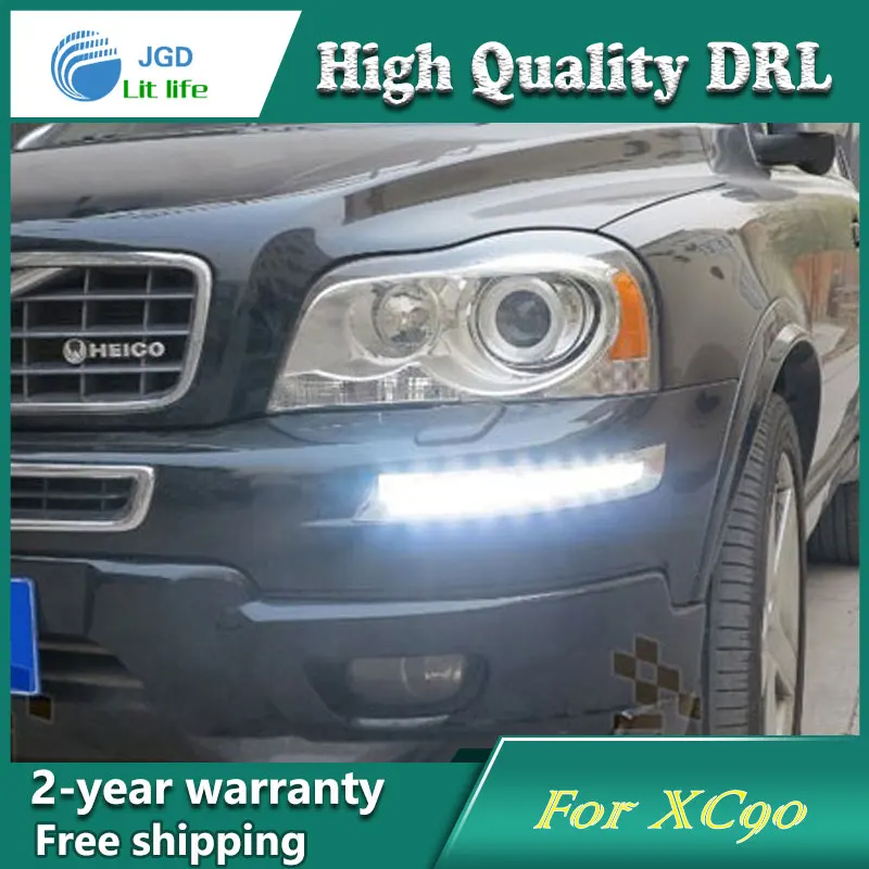 Free Shipping 12V 6000k LED DRL Daytime Running Light Case For Volvo XC90 2007 2013 Fog