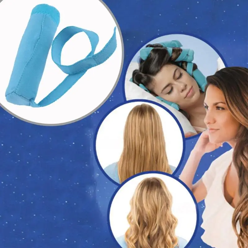 

8Pc/set L Hair Rollers Sleep Styler Kit Long Cotton Curlers DIY Styling Tools Magic Hair Dressing Blue Color Charming Hairstyle