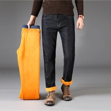 Новое прибытие молния Летающий Обычный Средний смягчитель прямые золотые флисовые зимние теплые джинсы дешевая цена