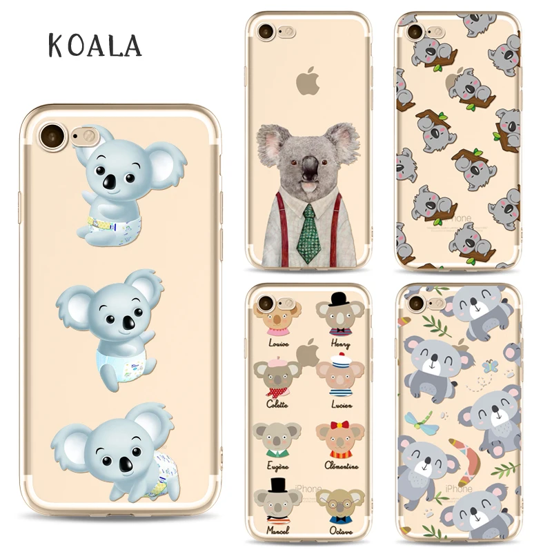 Красивую коала телефон чехлы для iPhone 6 6S 6plus 7 s plus мягкие тонкие из