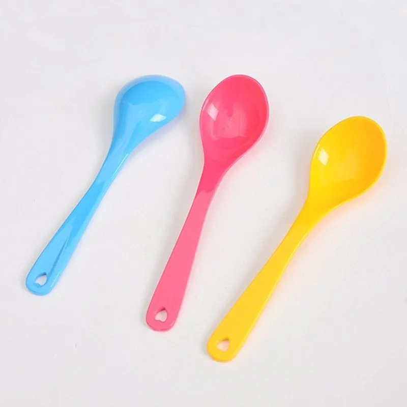 12pcs Baby Feeding Spoon Safe Plastic Lovely Baby Training Eating  Kids Ice Cream Coffee Spoon Set Tableware (2)