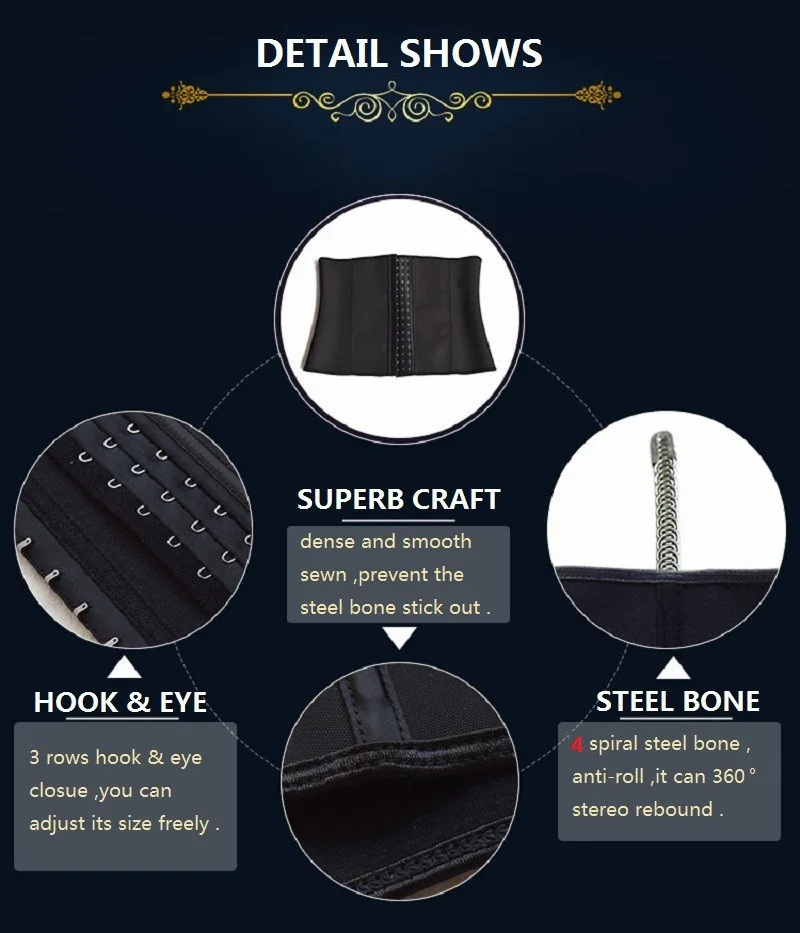 NINGMI Plus size S-6XL Mens Waist Trainer Hot Body Shaper Rubber Latex Corset Belly Band Strap Shapewears Weight Loss Slim Belts (9)