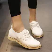 Women Flats Simple Lace-Up Oxfords shes Preppy style Student Casual Leather shoes Loafers 03
