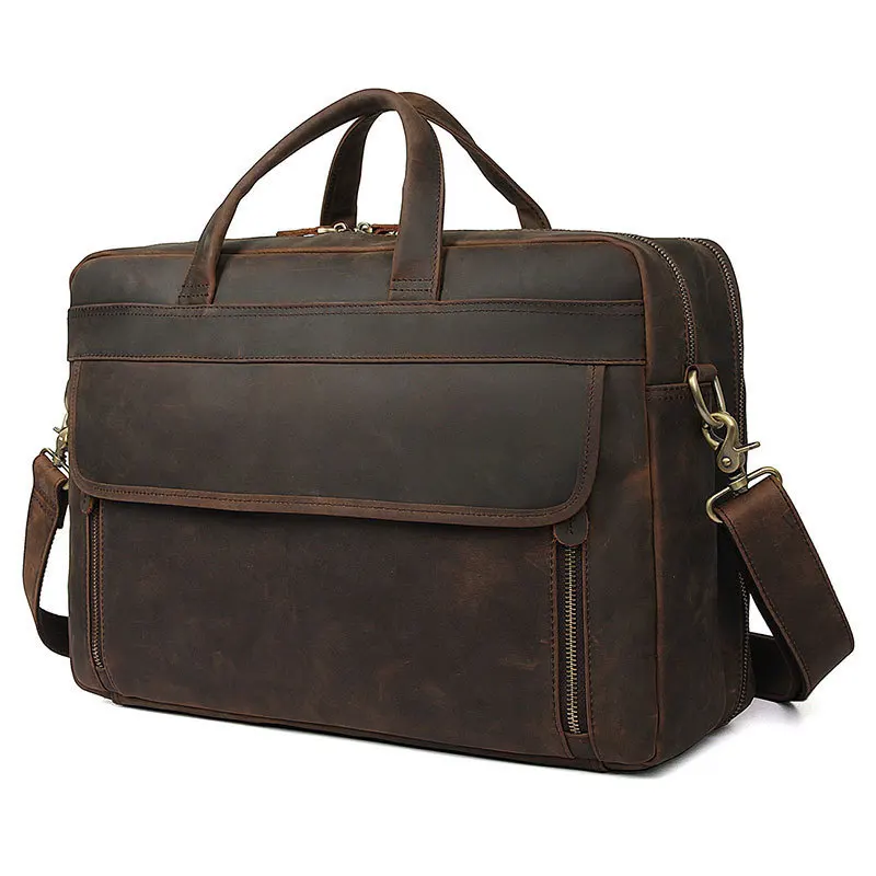 

Men's Briefcase Genuine Leather vintage man Business Shoulder Messenger Bag men Laptop Handbag male Messenger Bags
