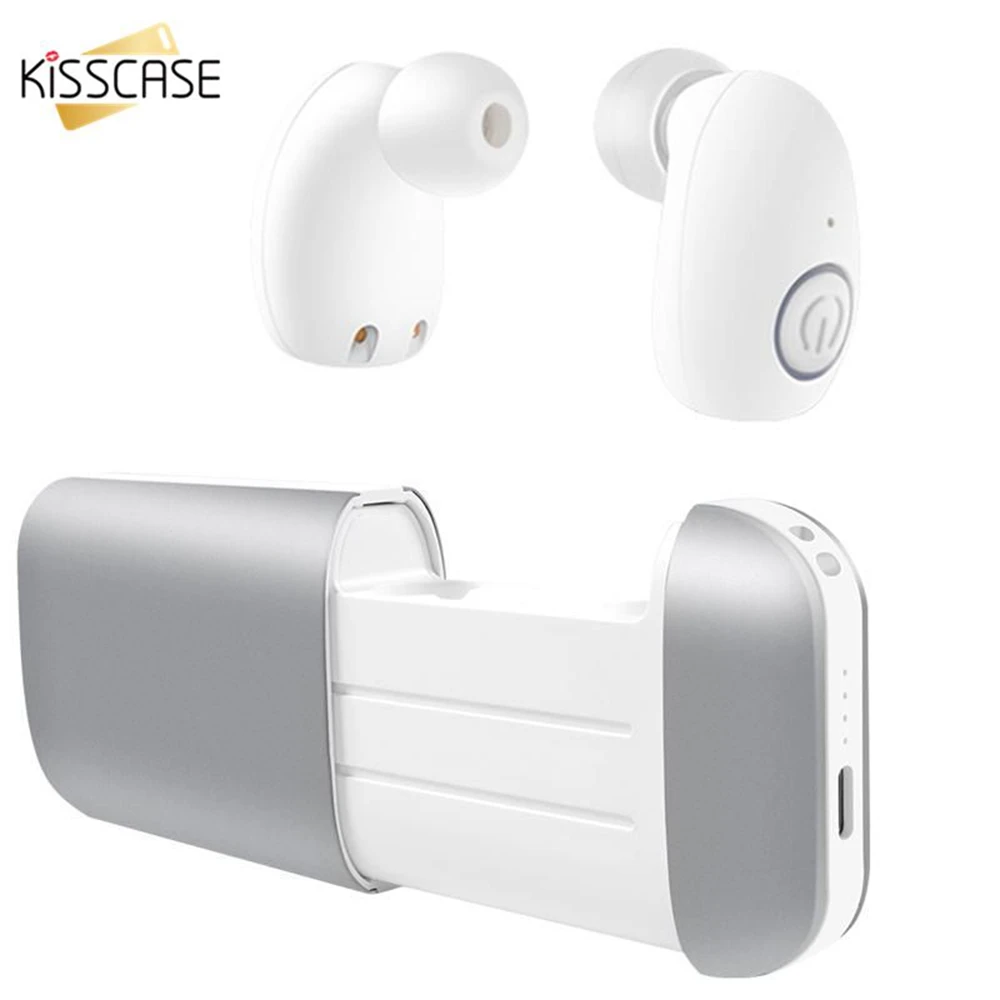 

KISSCASE HiFi Sound Stereo In-Ear Earphone Wireless Bluetooth Earphone for iPhone 7 8 X Headphone Headset with Charging Battery