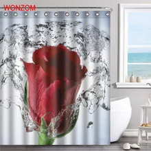 WONZOM 1Pcs Water Rose Shower Curtain Tulips Waterproof Bathroom Decor Flower Decoration Cortina De Bano 2017 Bath Curtain Gift WONZOM 1Pcs Water Rose Shower Curtain Tulips Waterproof Bathroom Decor Flower Decoration Cortina De Bano 2017 Bath Curtain Gift