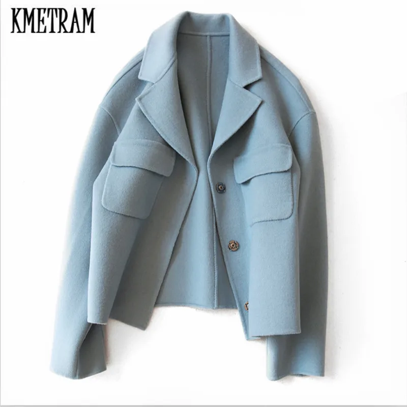 

KMETRAM 2019 New Autumn Fashion Women Winter Jacket Elegant Slim Wool Warm Wool Cashmere Coat for Ladies Casaco Feminino HH688