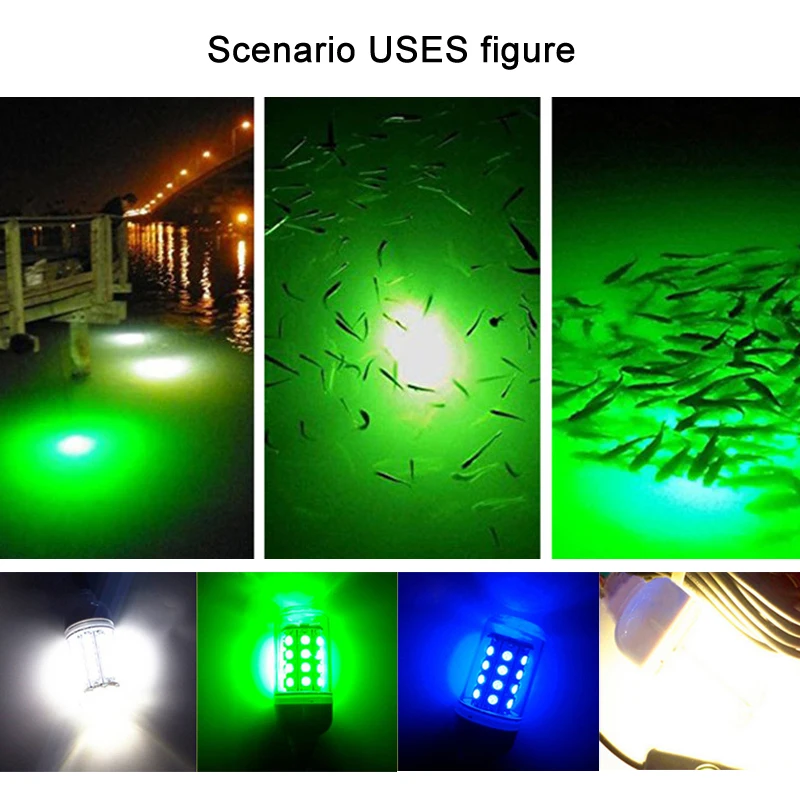 12 В 15 Вт 108LED подводная Ночная рыболовная ЛАМПА IP68 приманки рыболокаторы лампа притягивает креветок кальмаров Крил 5 м кабель
