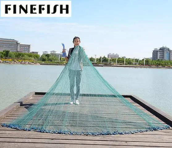 

Finefish High Strength Green Multifilament Line Hand Throw Network USA Cast Nets Small Mesh Trap Fly Hunting Catch Fishing Net