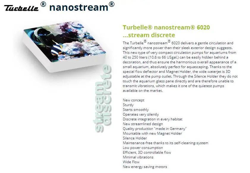 TUNZE Turbelle nanostream 6020(6020,000) погружной водяной насос для аквариума, волновой насос для аквариума, циркуляция воды