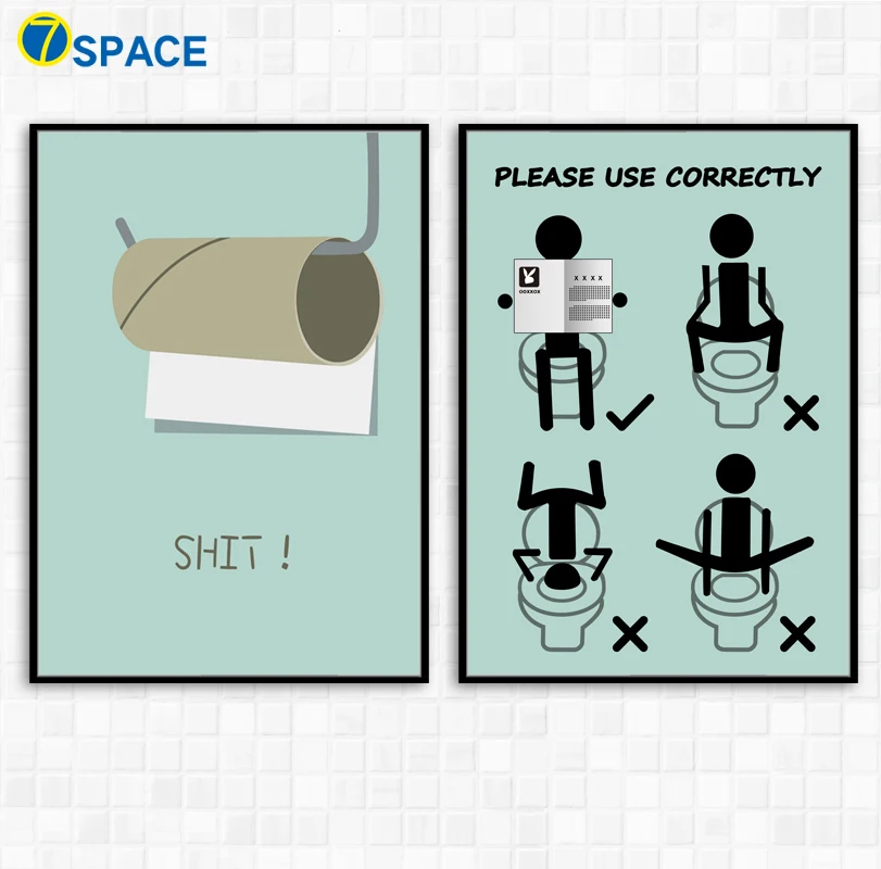 

7-Space Modern Wall Art Cartoon Toilet Spoof Canvas Painting Posters And Prints Wall Pictures Living Room Study Decor No Frame