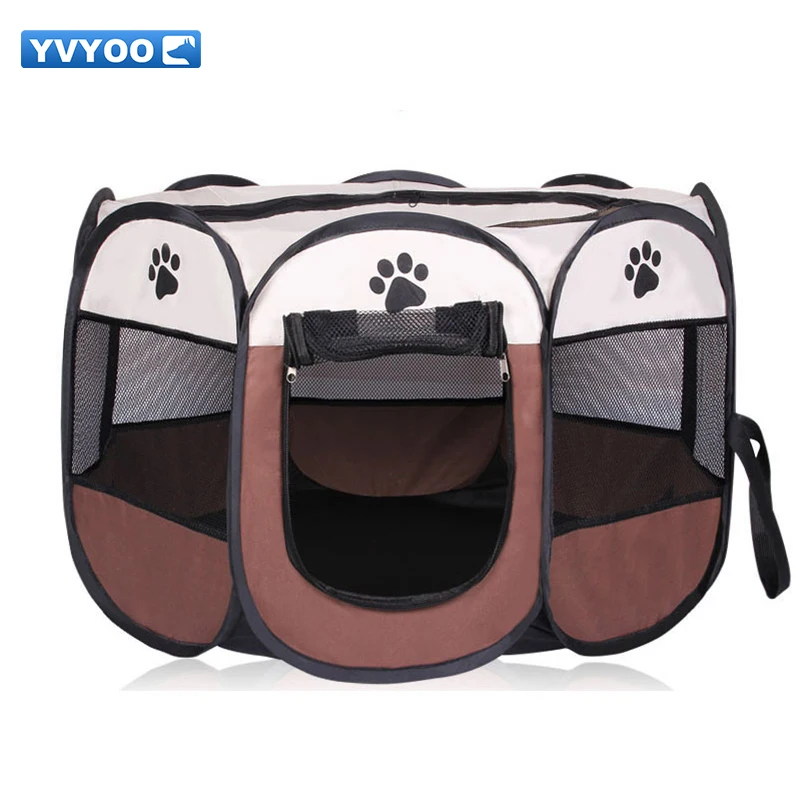 

YVYOO Portable Folding Pet tent Dog House Cage Dog Cat Tent Playpen Puppy Kennel Octagonal Fence outdoor Pet products A08