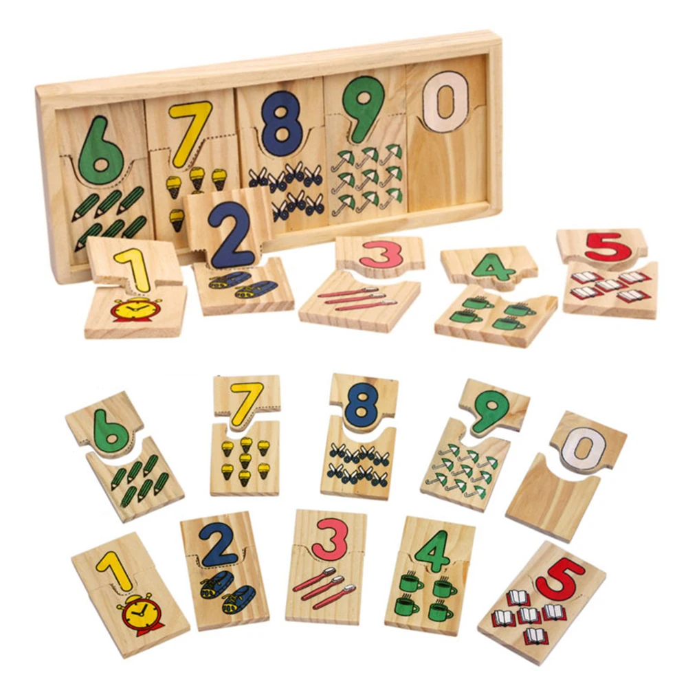 Baby Puzzle toys Wooden Math Board Number Counting Geometric Shape Match Educational Kids Toys Color Figure Cognitve Toys Set