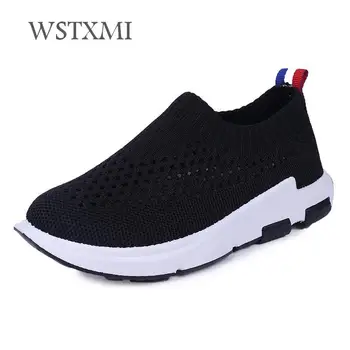 

Children Sneakers for Boys 2019 New Kids Sport Shoes Knit Mesh Breathable Running Shoes Girls Light Outdoors School Casual Shoes