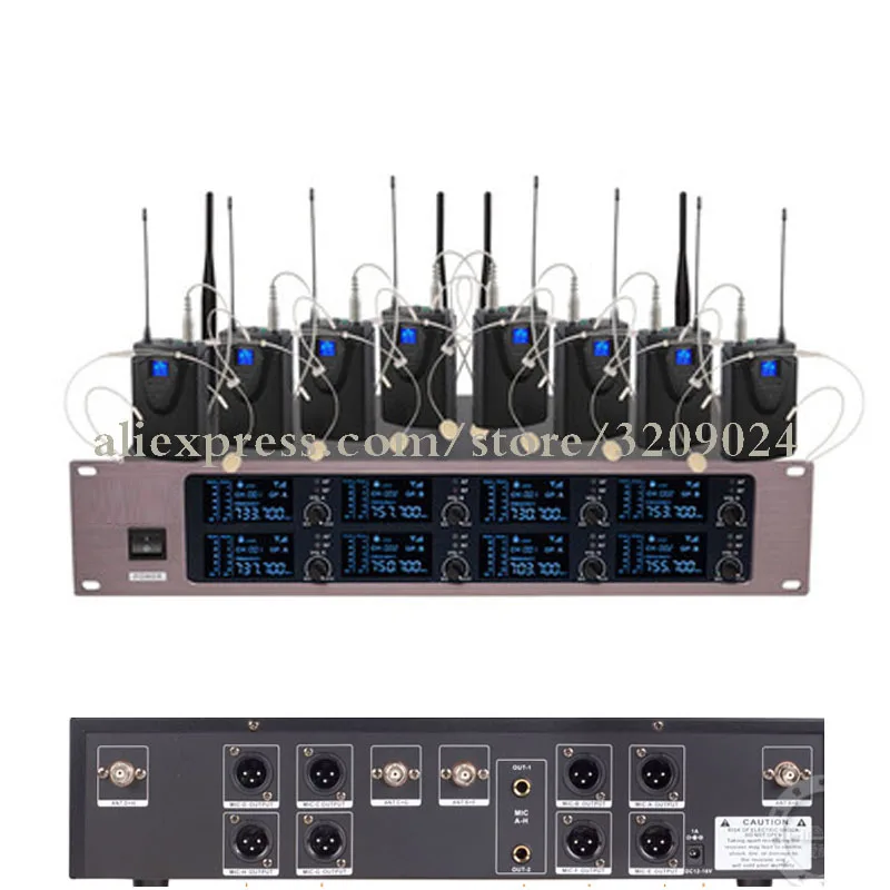 المهنية 8 سماعة Mic UHF 8 قنوات ميكروفون لاسلكي نظام 8 قنوات متعددة
