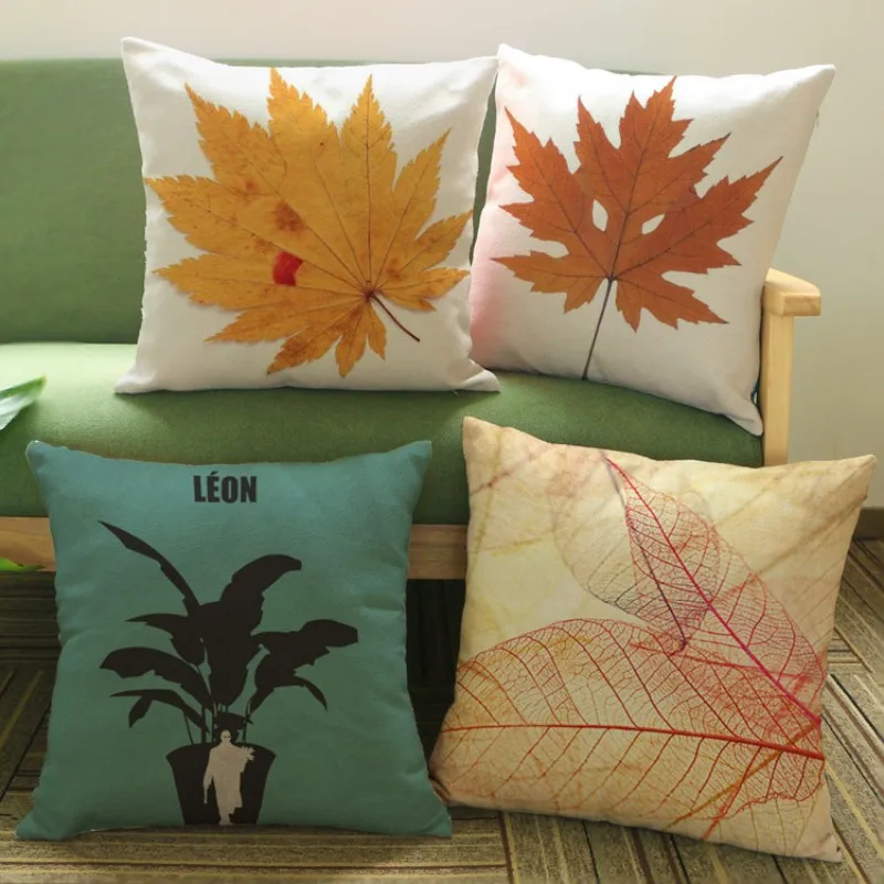 18" Autumn Maple Phoenix Tree Coffee Leaf Sofa Throw Pillow Cushion Home Decoration Yellow Cotton Linen Decorative Pillows | Дом и сад
