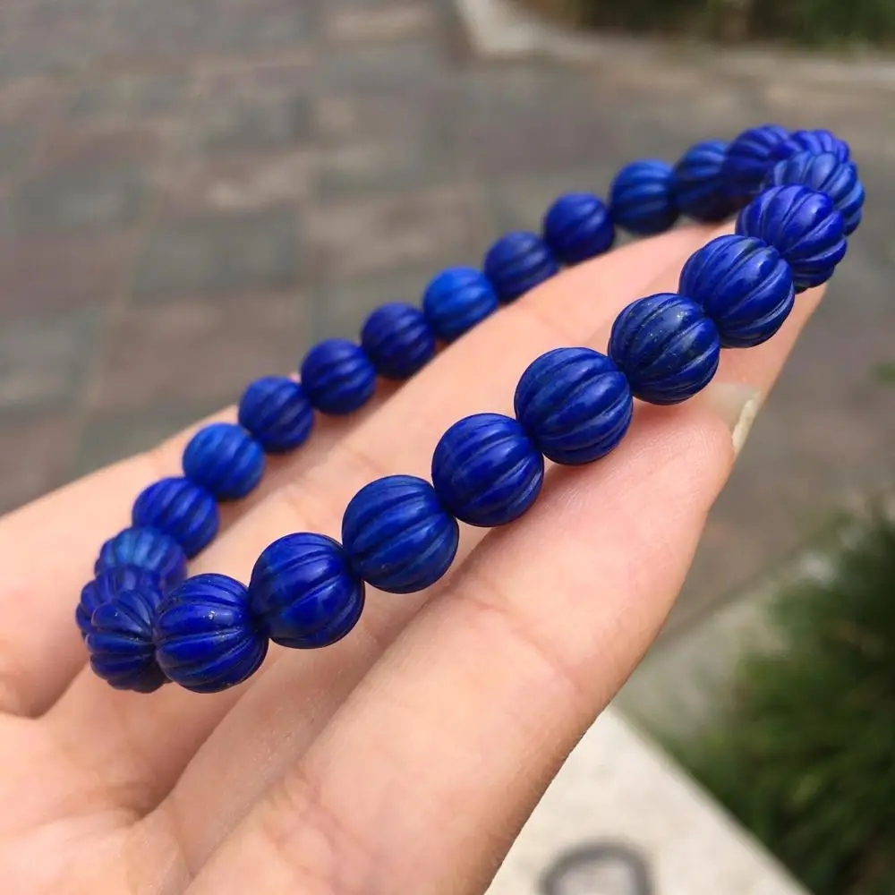Lapis лазуритовые бусины браслет с драгоценными камнями Натуральный Синий Лазурит 8,5 мм 18,5 г браслеты для женщин тонкий женский браслет голограмма