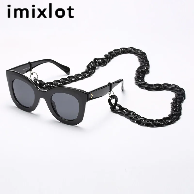 IMIXLOT для женщин в винтажном стиле черный белый цвет Цвет очки с цепочкой рыбной
