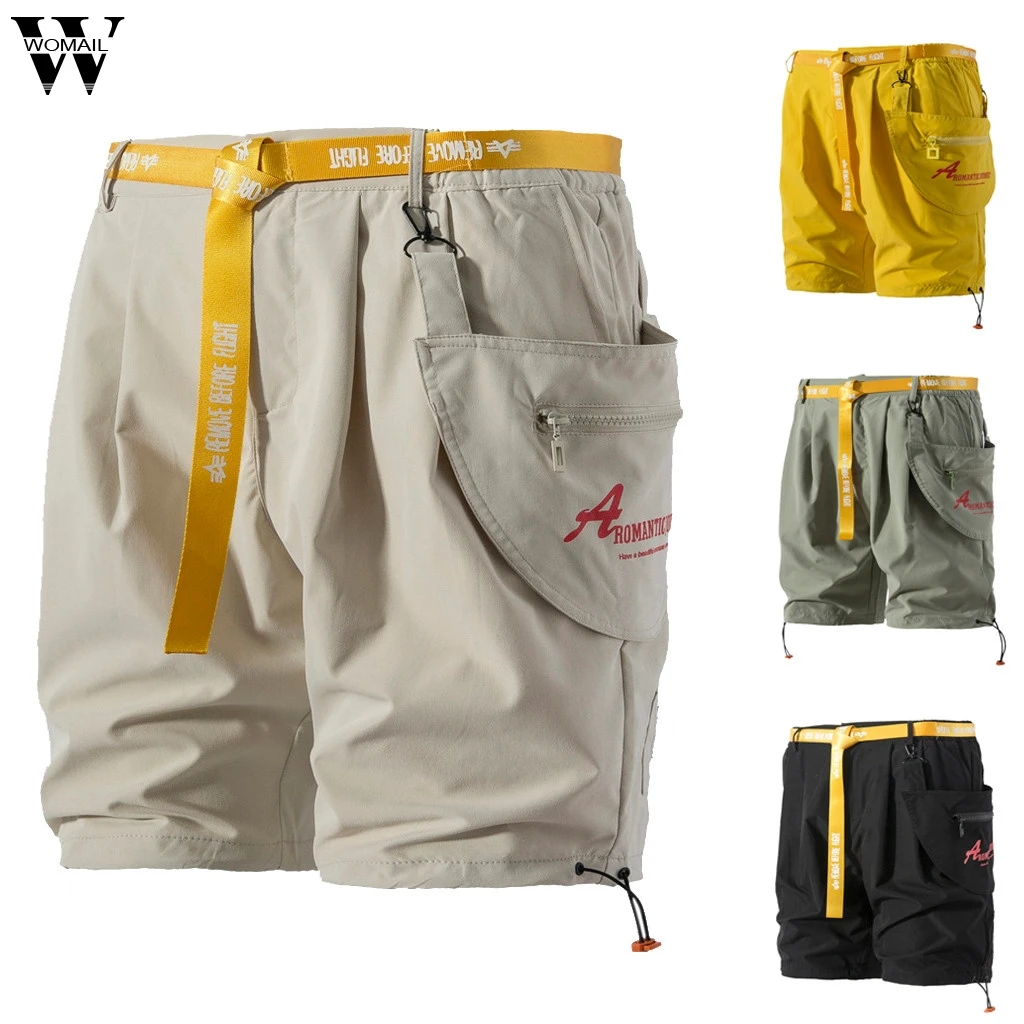 Womail мужские летние модные однотонные шорты с карманами, Рабочие Комбинезоны с несколькими карманами, крутые Спортивные Повседневные Шорты M527