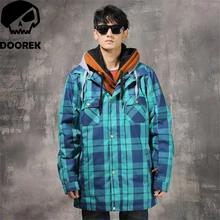 

Doorek 1pc Winter Women Men Ski Jacket Waterproof Windproof Warm Ski Coat Thicken Breathable Snowboard Jacket Outwear Blue Grid