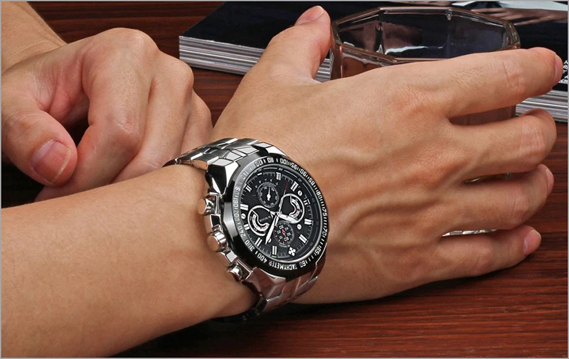 Relogio Masculino мужские часы Топ бренд класса люкс Большие мужские часы из нержавеющей стали спортивные деловые мужские наручные часы