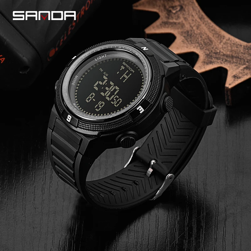 SANDA Brand Men Sports Watches Countdown Double Time Watch Waterproof Digital LED Military Man Clock Relogio Masculino | Наручные часы
