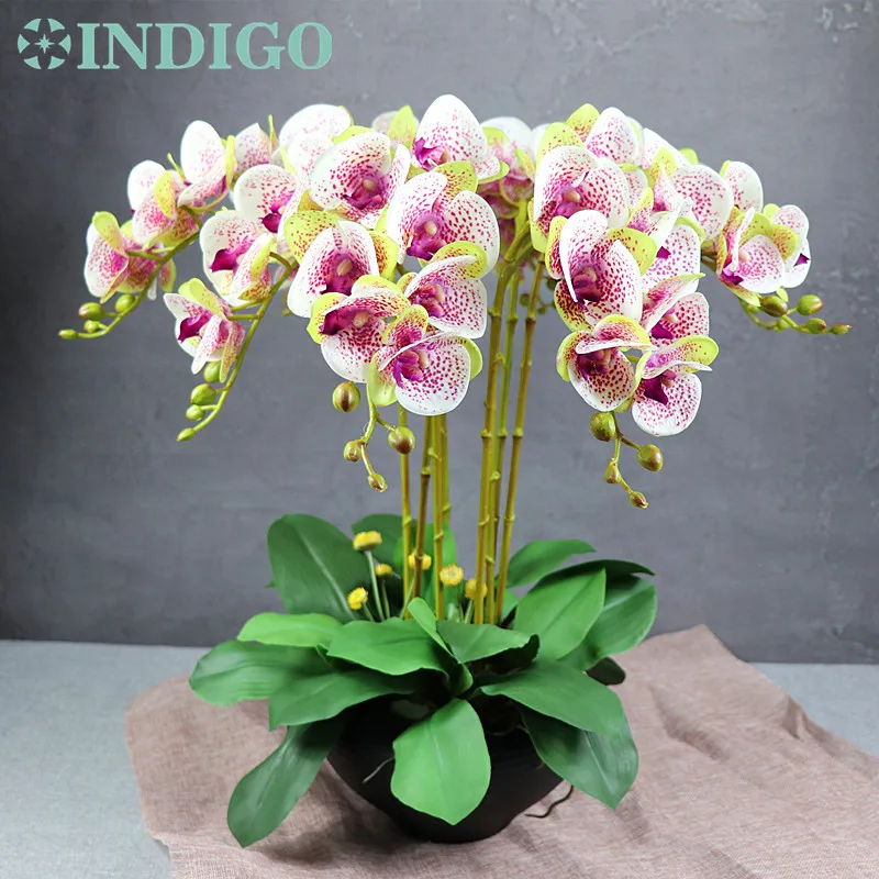 

15pcs/Set Flower Arrangment Orchids With Leaves Real Touch Flower Wedding Table Centerpiece Party Flower Event Free Shipping