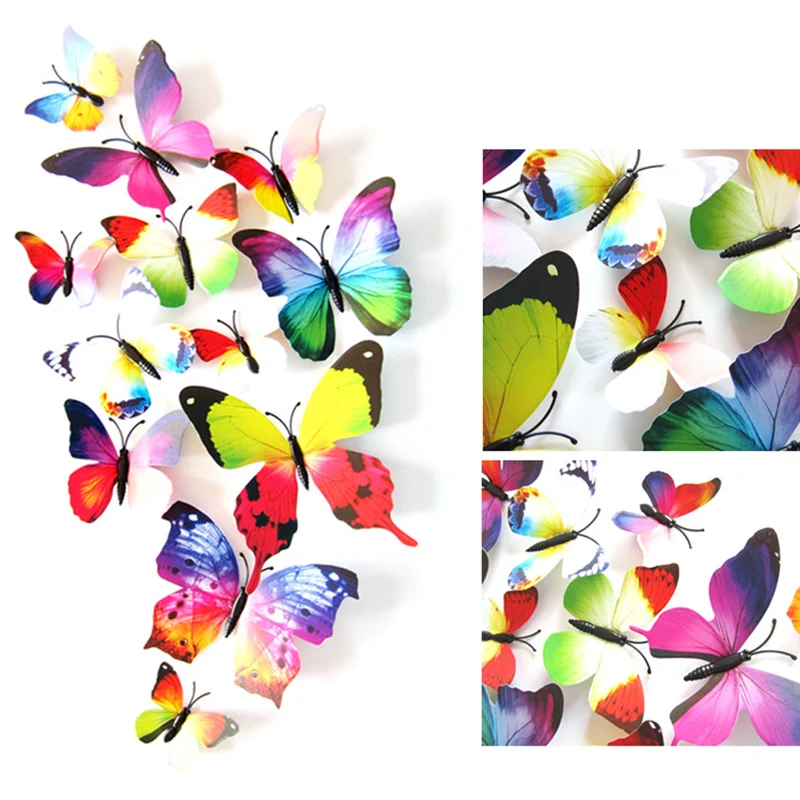 

Free shipping Hand to do 1 pcs PVC 3d Butterfly cute stickers art Decals home Children Insects toys