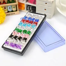 1 комплект, 40 шт., 925 пробы, серебряные, женские серьги-гвоздики, квадратные, смешанные цвета, кубический цирконий, модные ювелирные изделия, вечерние, подарок